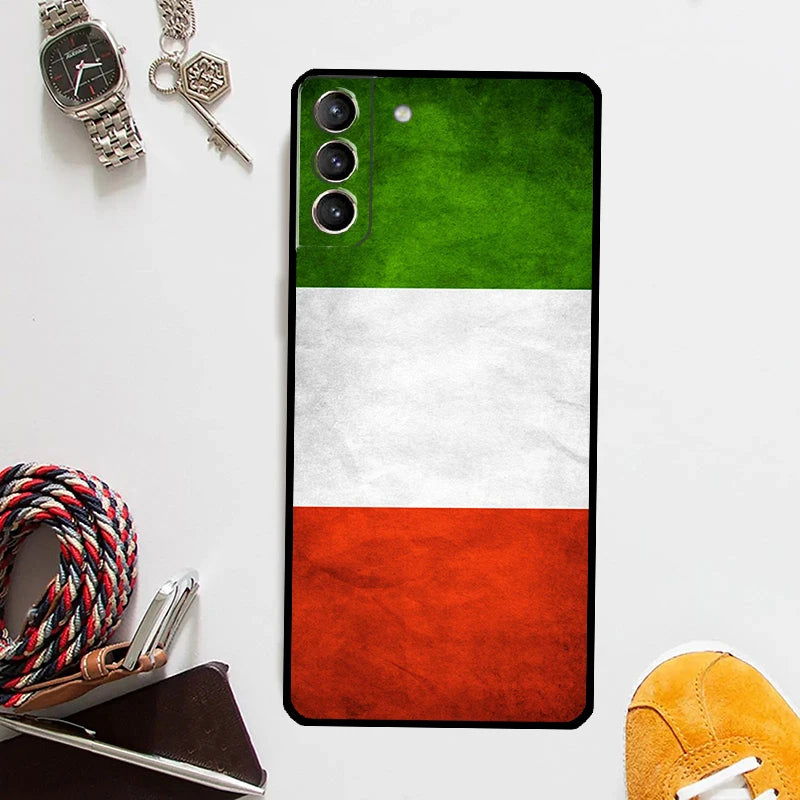 Italy Flag Phone Case For Samsung Galaxy S24 Ultra S22 Plus S20 S21 S23 FE Note 20 10 S8 S9 S10 Cover