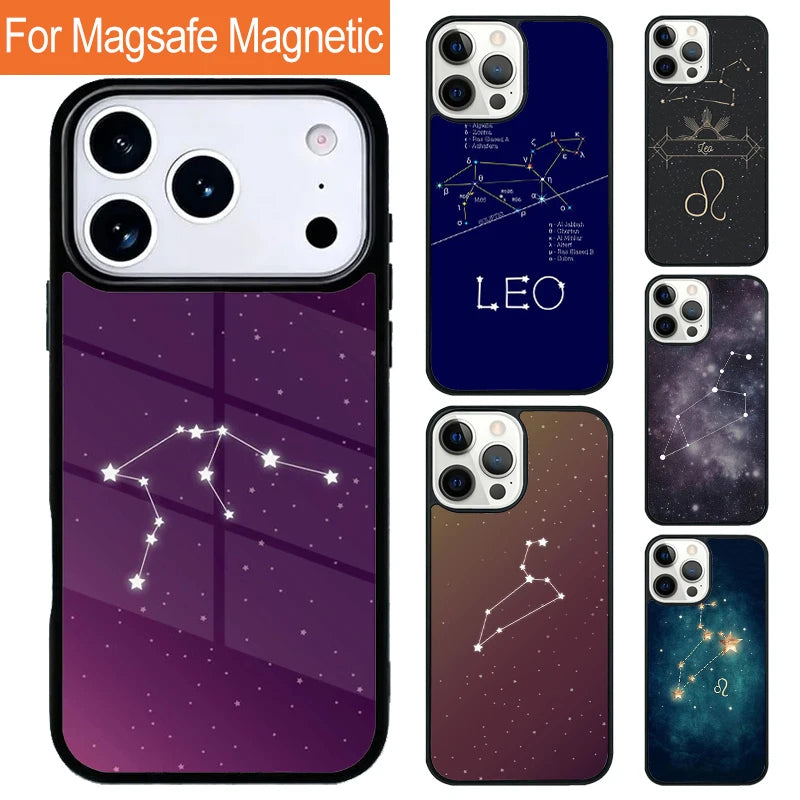 Summer Leo Constellation Landscape Magnetic Phone Case For iPhone 17 Pro 16 15 13 12 11 Pro Max Air 14 Plus With Magsafe Cover