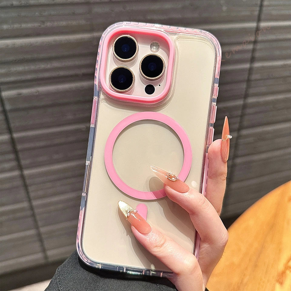 Clear Magnetic Phone Case for iPhone 17 16 15 14 13 12 11 Pro Max 14 15 Plus 17 Air Magsafe Official Transparent Protector Cover
