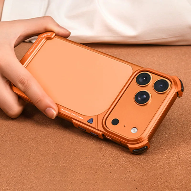 Eary Aluminum Metal Case for iPhone 17 Pro Max Slim Frameless Ultra-thin Shells Shockproof Drop Protection 9-Shaped Phone Cover