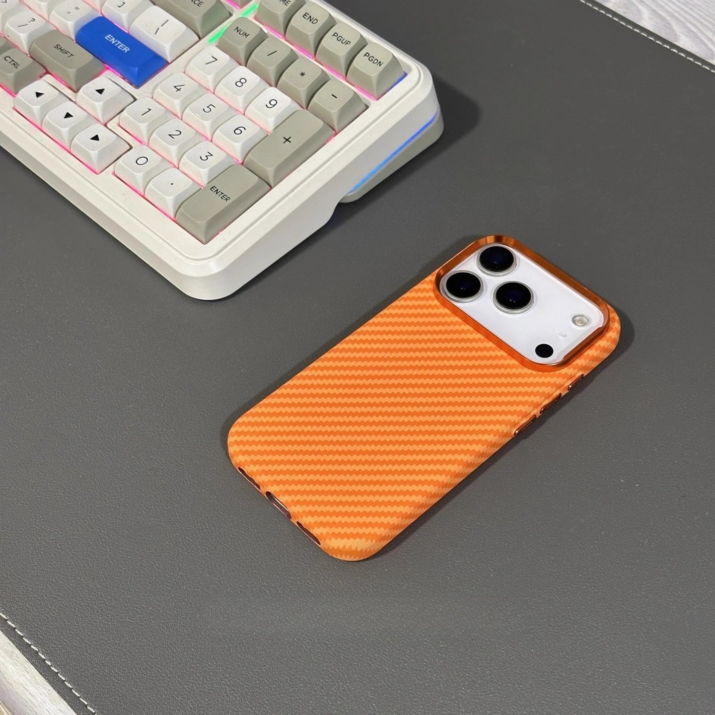 Fashion Orange Plaid Magnetic Case for iPhone 17 Pro Max Magnets Carbon Phone Cover Camera Lens Protection Fundas Hard PC Shell