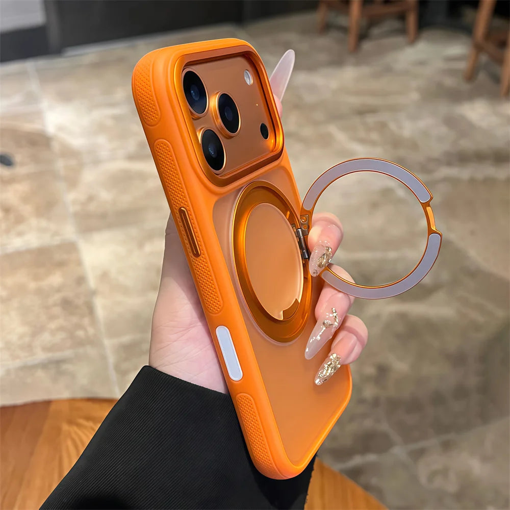 Luxury Magnet Ring Rotating Folding Magnetic Stand Phone Case For iPhone 17 16 15 14 13 Pro Max Air Anti-slip Frame Armor Cover