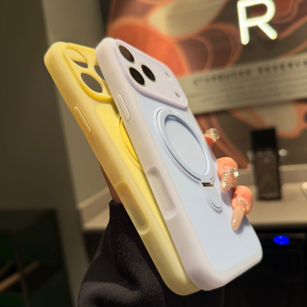 Fashion Candy Jelly Bracket For Magsafe Ring Stand Case For IPhone 17 16 15 14 13 Pro Max Frosted Bright Color Silicone Cover