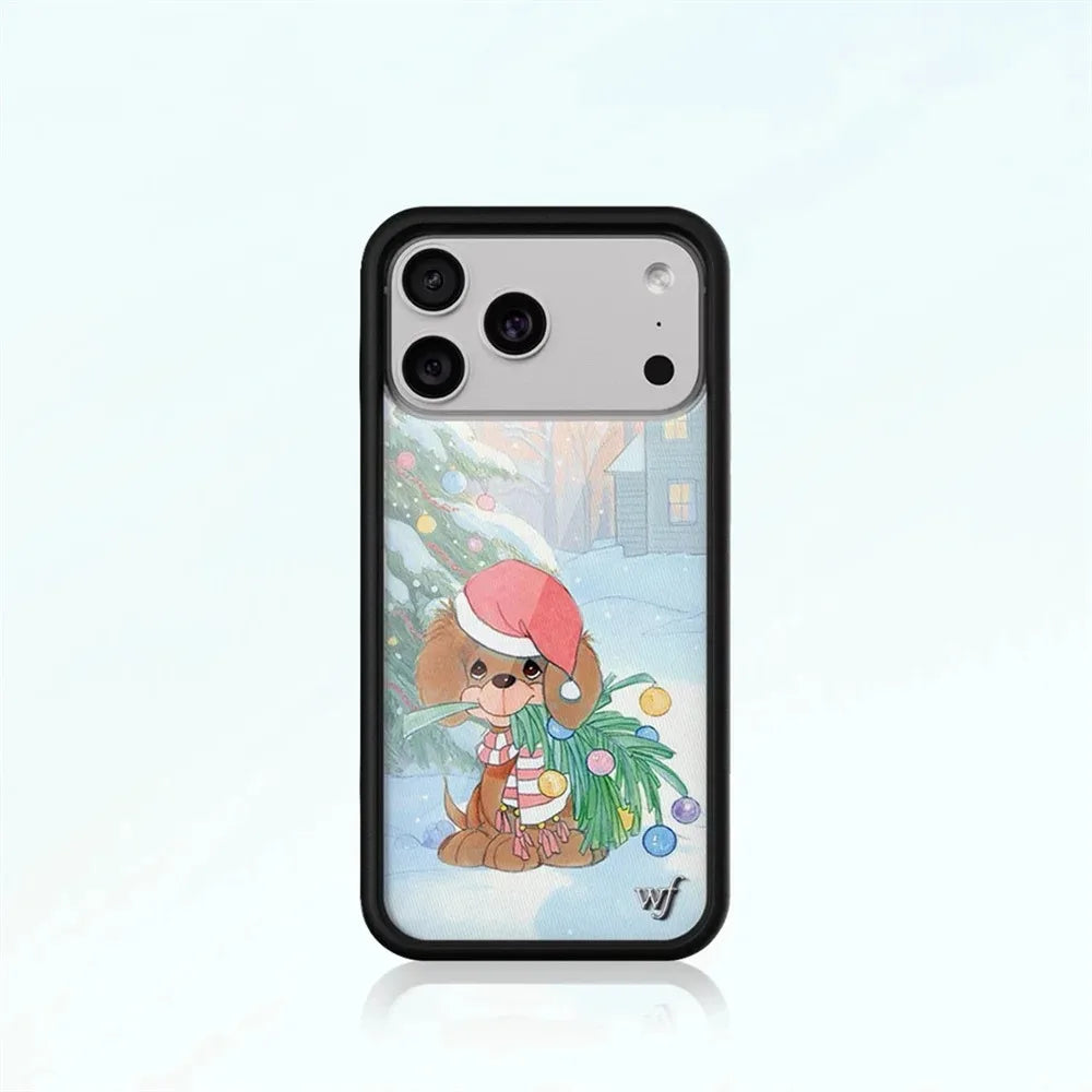 Wildflower Cute Cherry puppy Phone Case Flash Diamond For iPhone 11 12 13 14 15 16 17 Pro Max Plus INS Shiny Star Leopard Cover
