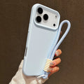 Candy Color Matte Wrist Strap Phone Case For iPhone 17 16 Pro Max 15 14 13 12 11 Air Plus Colorful Lanyard Shockproof Soft Cover