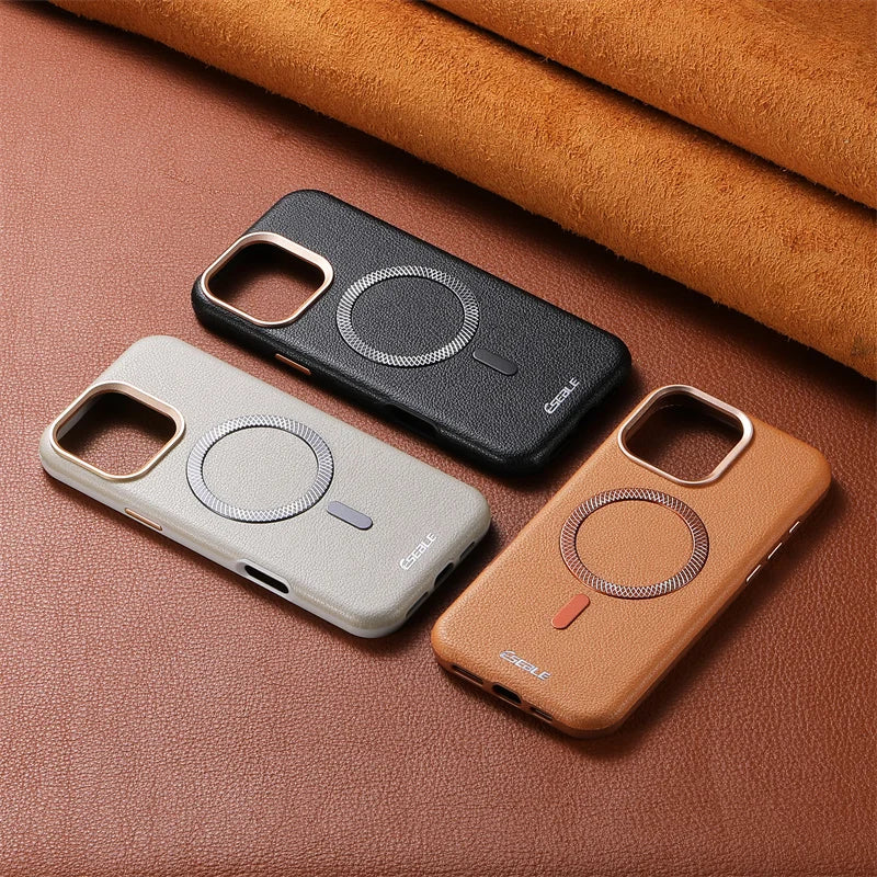 Luxury PU Leather Magnetic For Magsafe Phone Case For iPhone 13 14 15 16 17 Pro Max 16 Plus wireless charging shockproof Cover