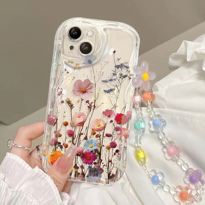 Tulip Flower Chain Case For Samsung Galaxy A17 A16 A36 A26 A56 A55 A35 A25 A15 A07 A06 A32 A50S A51 M16 cover Bracelet
