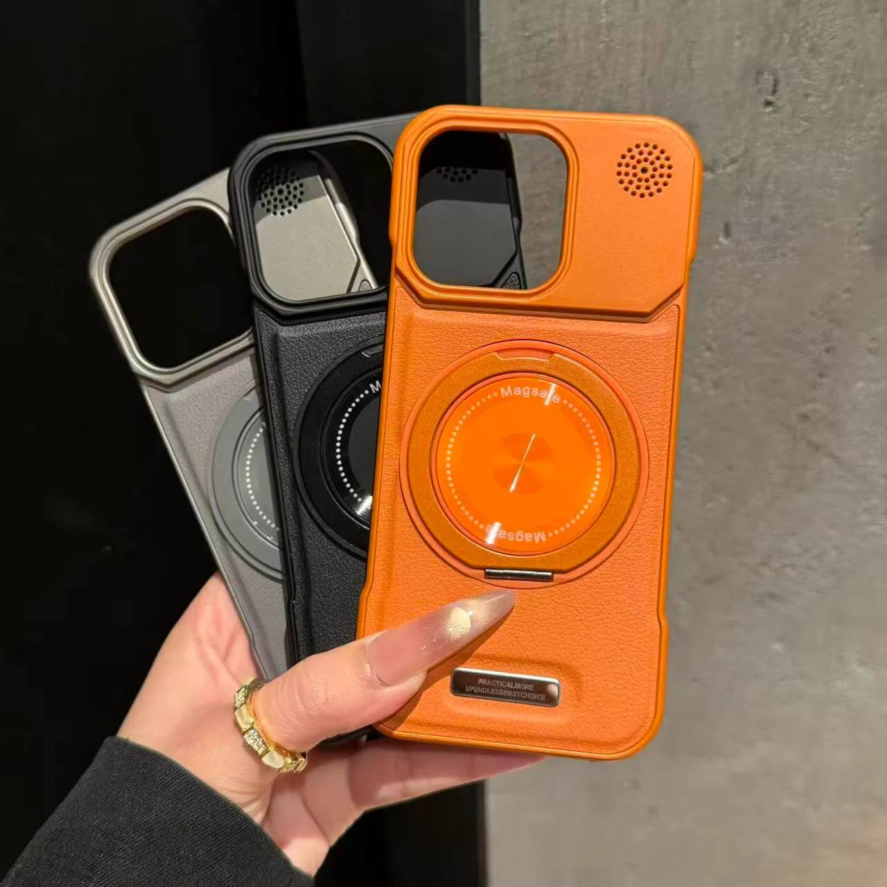 For Magsafe 360 Rotating Bracket Phone Case for iPhone 17 16 15 14 13 12 Pro Max Magnetic Frameless Leather Aromatherapy Cover