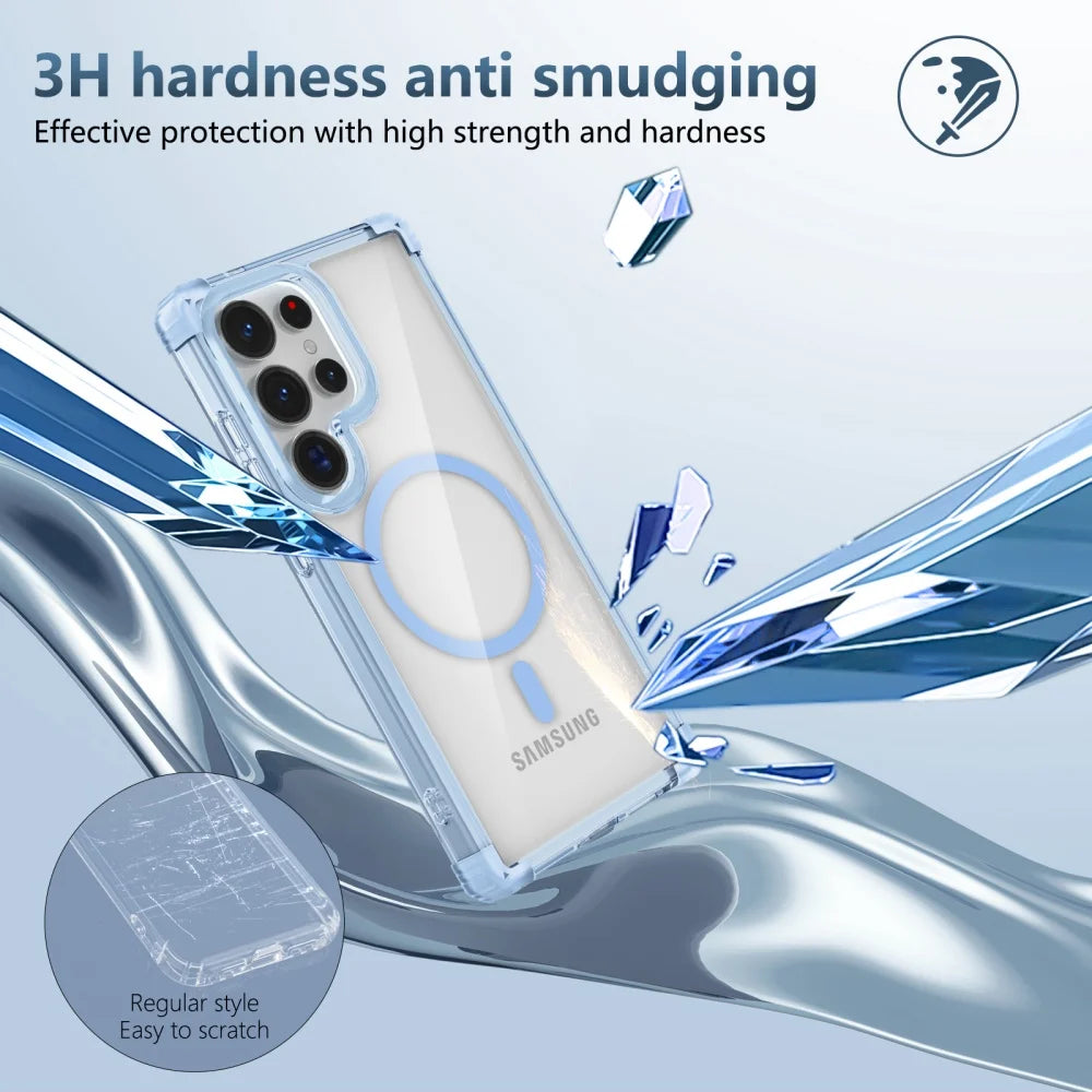 New Transparent Airbag Phone Case for Samsung Galaxy S26 Ultra S25 S24 Plus S23 FE S22 S21 Ultra Magnetic Clear Shockproof Cover