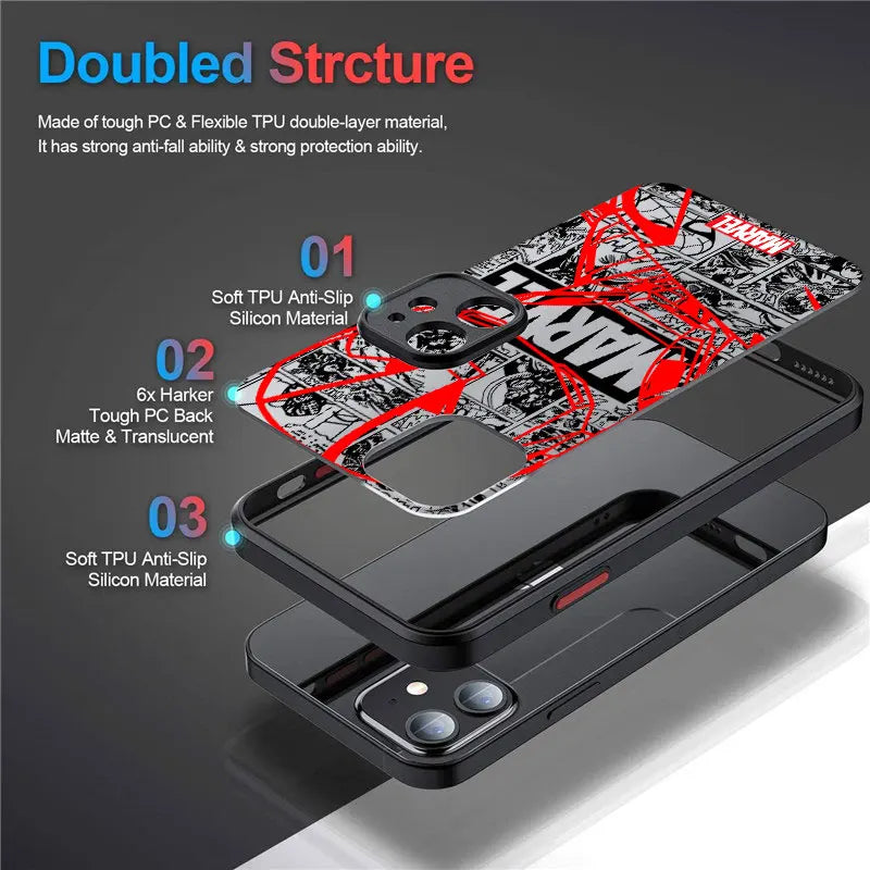Avengers Phone Case For iPhone 17 16 15 Pro Max Case 14 13 12 11 Pro Max 16e 17e Air XS XR 7 Plus Marvel Spiderman Ironman Cover
