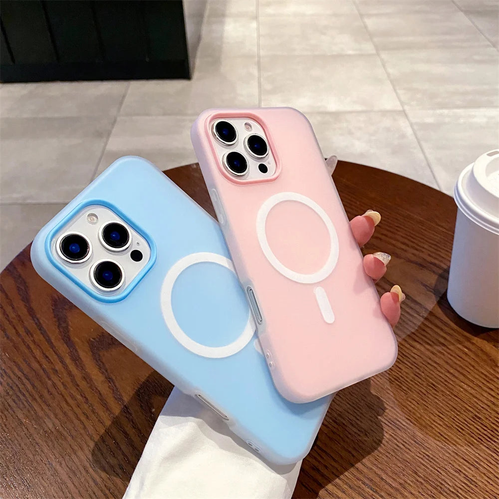 Luxury Candy for Magsafe Wireless Charge Matte Case For iPhone 17 Pro Max Air 11 12 13 14 15 16 Plus Magnetic Bumper Cases Cover