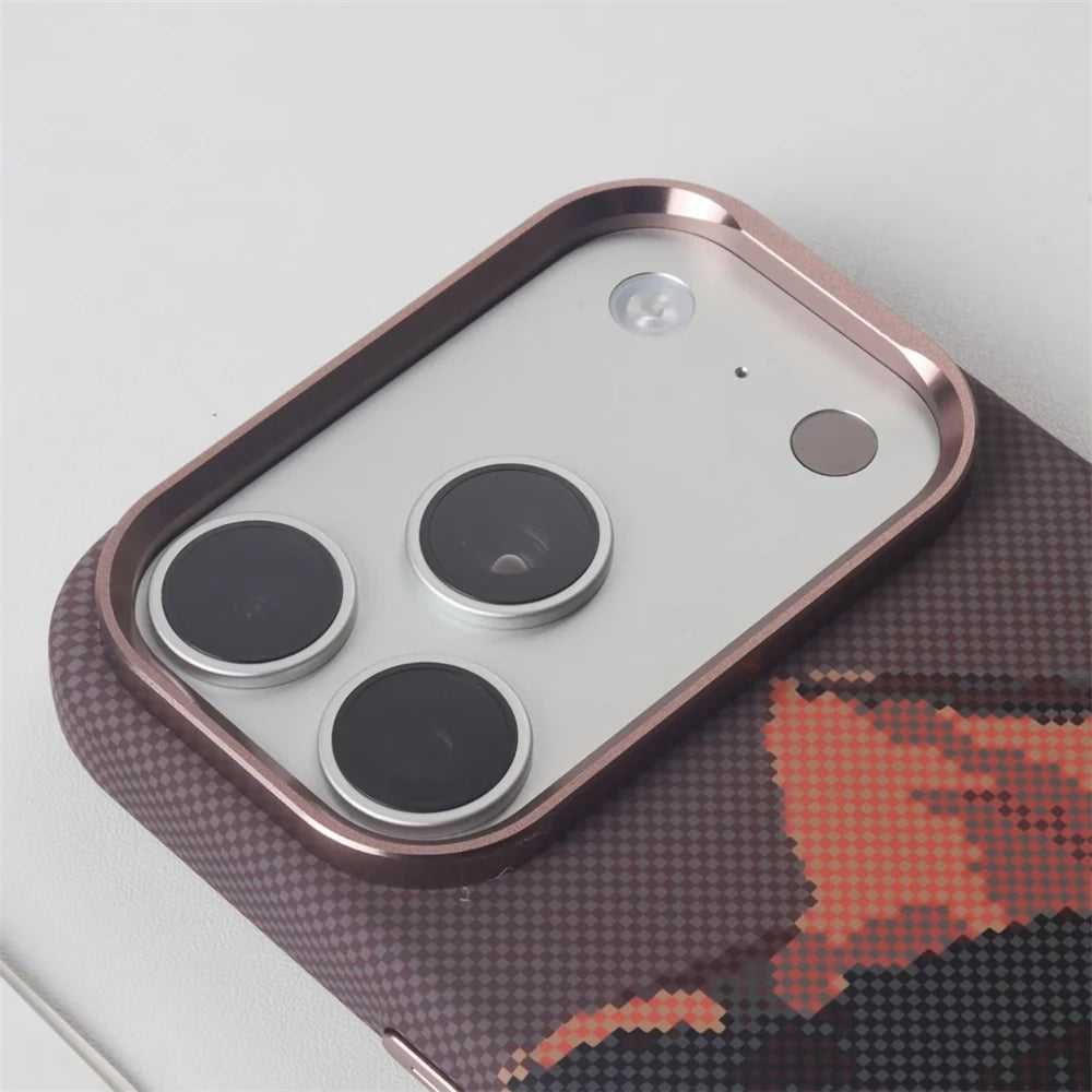 For iPhone 17 16 15 14 13 12 Pro Max Mountain Relief Carbon Fiber Texture MagSafe Phone Case Wireless Charging Matte Hard Cover