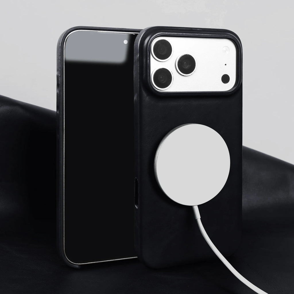 Magnetic Genuine Leather Case For Iphone 15 16 17 Pro Max Phone Case For Magsafe Wireless Charging Back Cover 15Pro 17Pro Max
