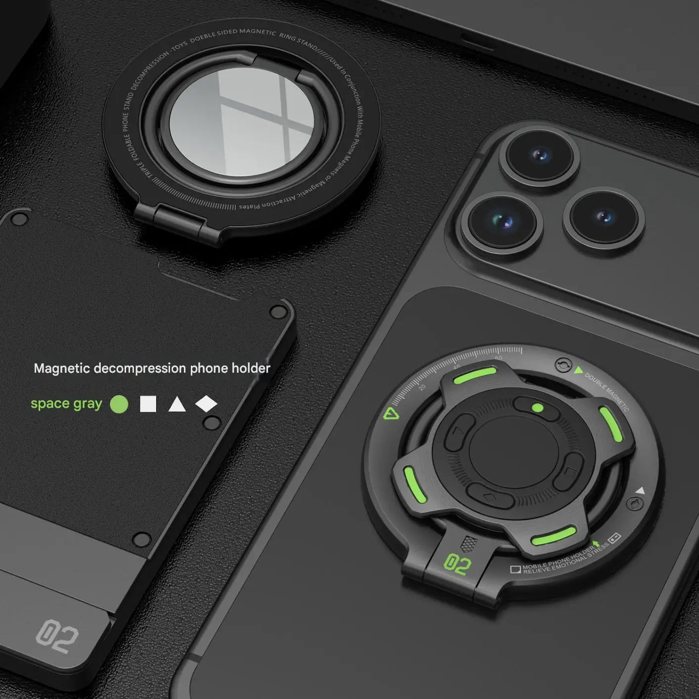 New Double-sided Magnetic Phone Holder 360° Rotatable Multi-angle Cell Phone Bracket Adjustable Ultra-thin Mobile Phone Stand