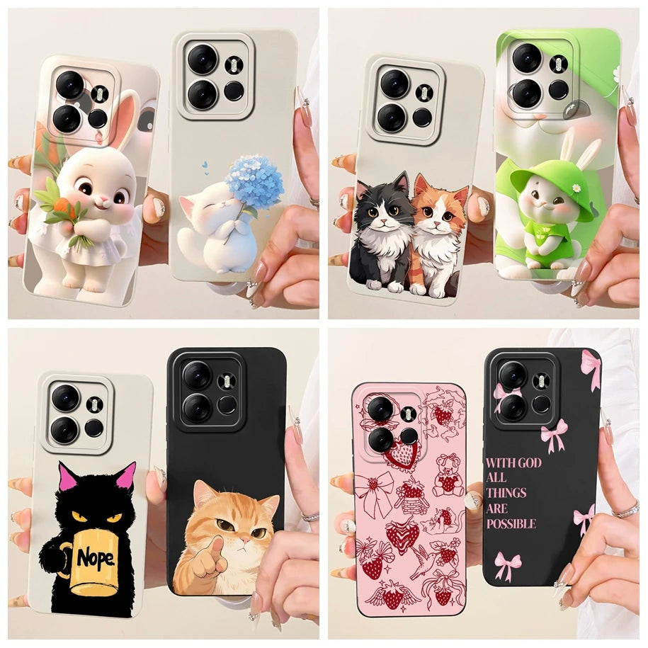 Case For Tecno Spark Go 2023 Cover Cute Cartoon Cat Bowknot Soft Candy Silicone Funda For Tecno Pop 7 7Pro Pop7 BF6 BF7 TPU Capa