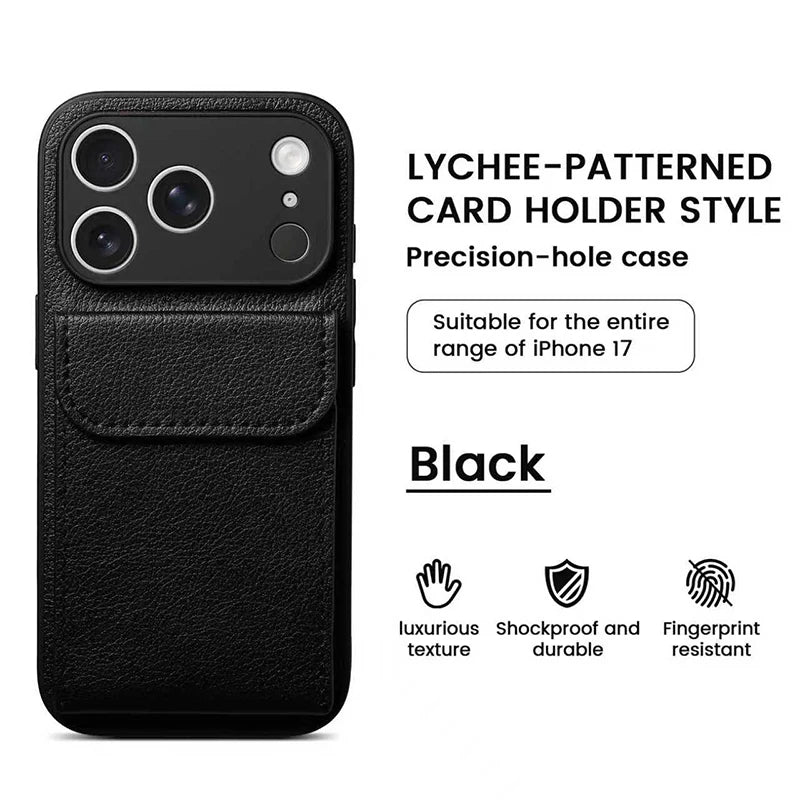 Portable Synthetic Leather Clip On Phone Case For IPhone 17 Pro Max 15 16 Simple And Stylish Shockproof Phone Protective Case