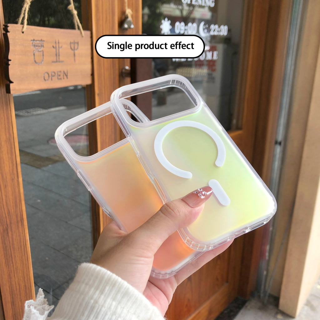 Latest laser color-changing frosted mobile phone case for Iphone 17 ProMax magnetic cover Air gradient  sunshine protective case