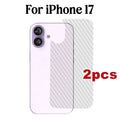 2/6Pcs Carbon Fiber Back Soft Film for IPhone 17 Pro Max 17Air 17Pro Anti-Scratch Clear Back Protective Cover For iPhone17 17PM