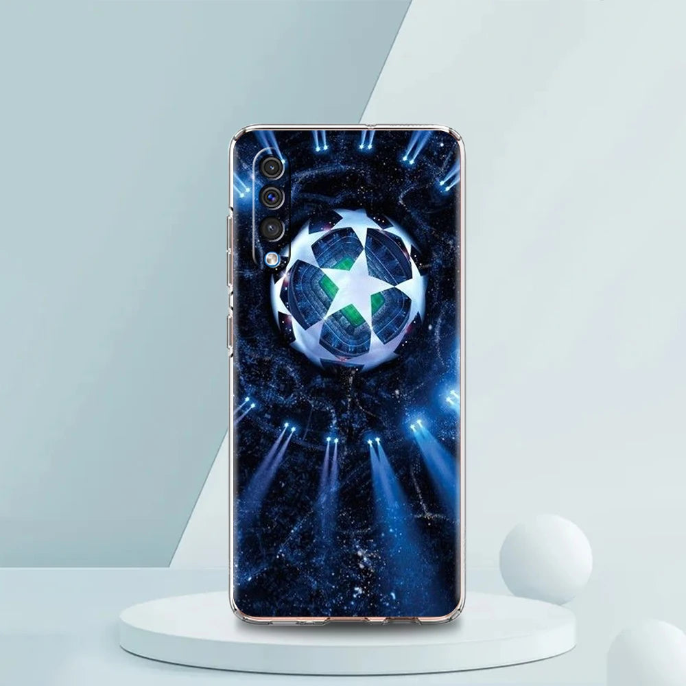 Transparent Phone Case for Samsung Galaxy A16 A14 A12 A22 A24 A42 A06 A20 A30 A40 Soft TPU Cover Football Footy Soccer Pattern