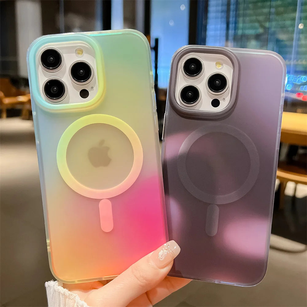 Ink Clashing Colours Chameleon for Magsafe Lanyard Case for iPhone 16 Pro 15 14 16 Pro Max 13 Magnetic Shockproof Soft Cover
