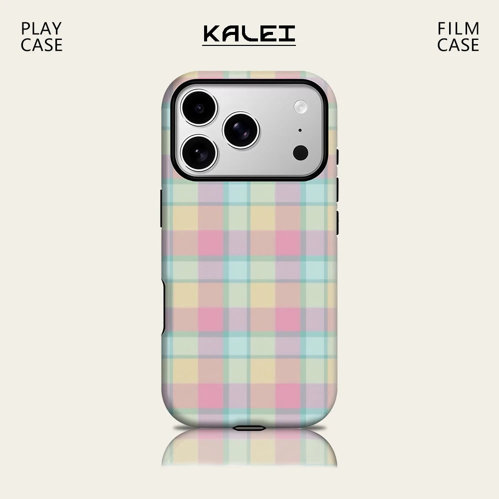 Pastel Plaid for IPhone17 Must for Magnetic Phone Case for IPhone 17 16 15 14 13 Pro Max Plus Single Double-layer Tough Case
