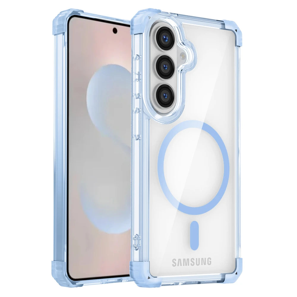 Corners Airbags Shockproof Clear Magnetic Case for Samsung Galaxy S26 S25 Edge S24 S23 Plus S22 S21 Ultra FE Glossy Cover Funda