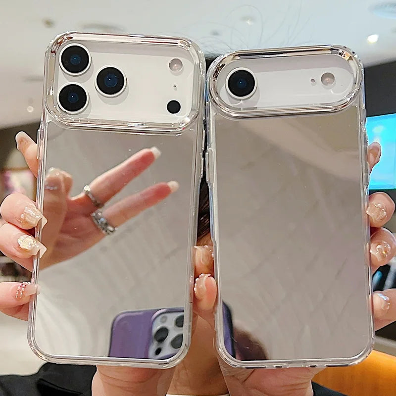 Luxury Fashio Simple Plating Makeup Mirror Phone Case for IPhone 17 Air 16E 15 14 13 12 11 Pro Max Plus Shockproof Protect Cover
