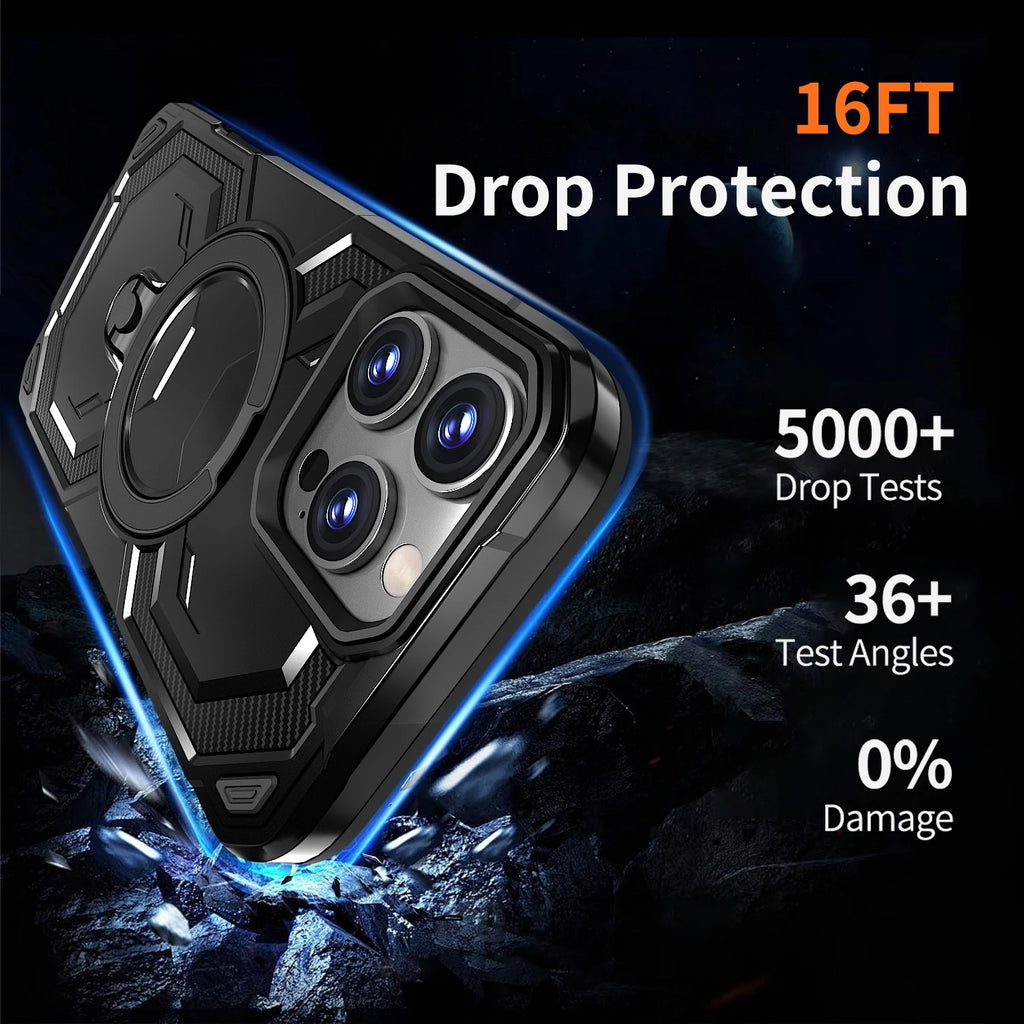 Luxury Magsafe Magnetic Wireless Charging Armor Phone Case For iPhone 16 15 14 13 12 11 Pro Max Plus 16E 16 E Ring Stand Cover