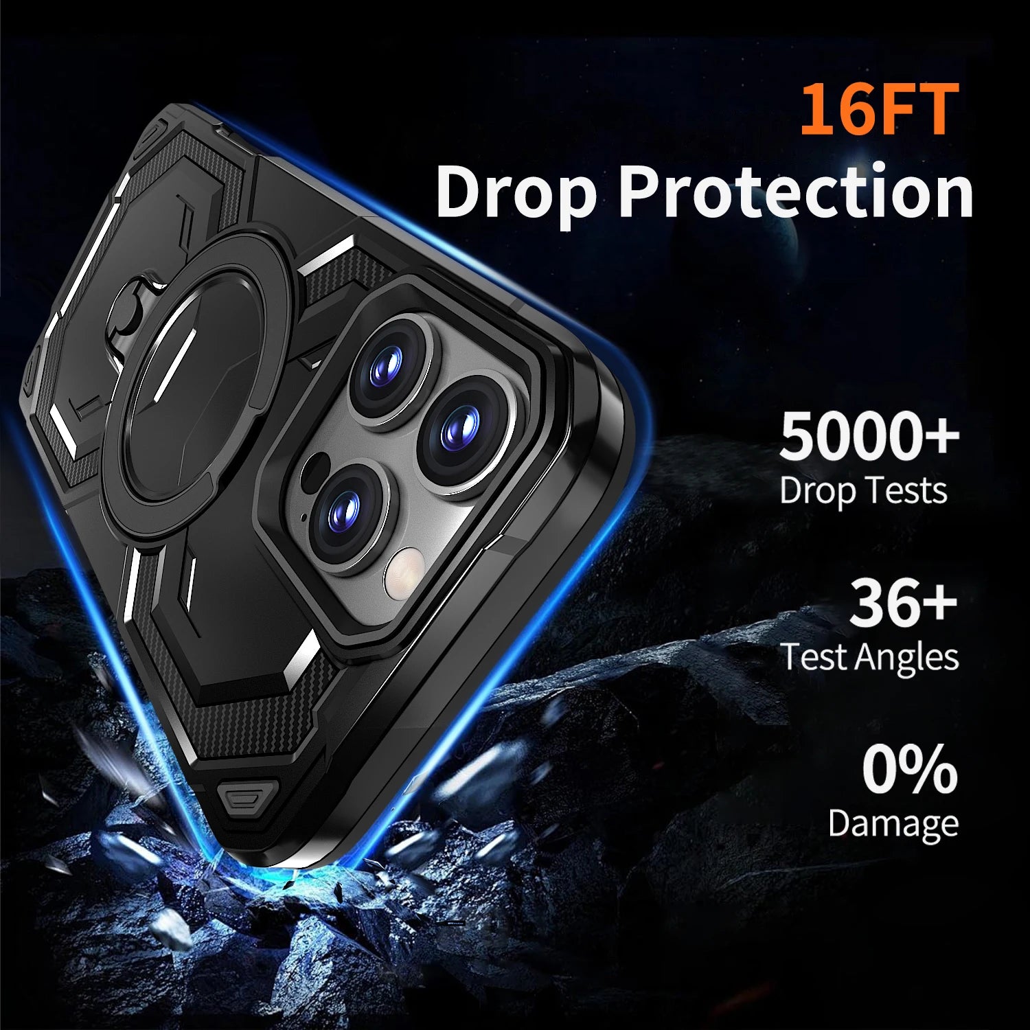 Luxury Magsafe Magnetic Wireless Charging Armor Phone Case For iPhone 16 15 14 13 12 11 Pro Max Plus 16E 16 E Ring Stand Cover