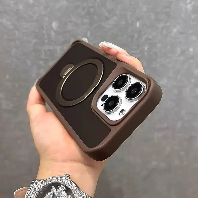 Luxury Magnetic for Magsafe Bracket Stand Phone Case for iPhone 13 15 16 Pro Max 12 14 Plus Folding Stand Shockproof Back Cover