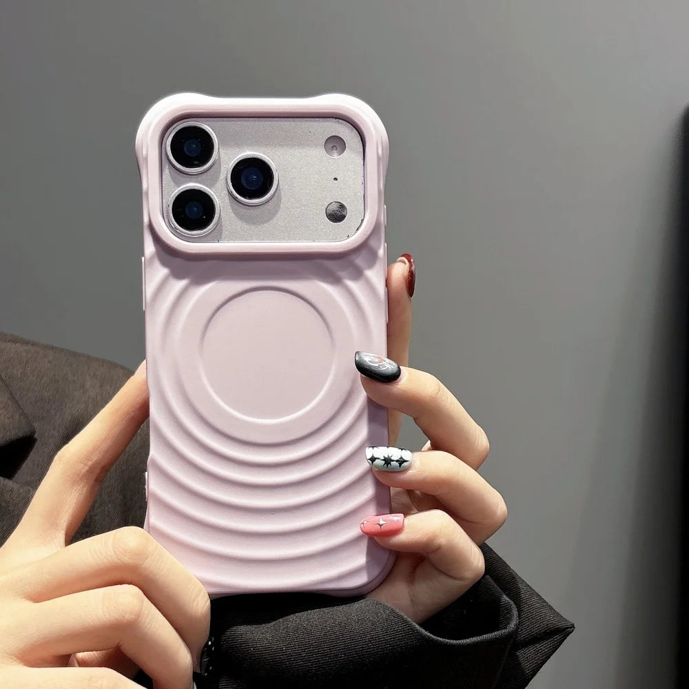 Stylish and cute 3D water wave phone case suitable for iPhone 17 Pro Max 16 15 14 13 12 11 Plus magnetic wireless charging cover