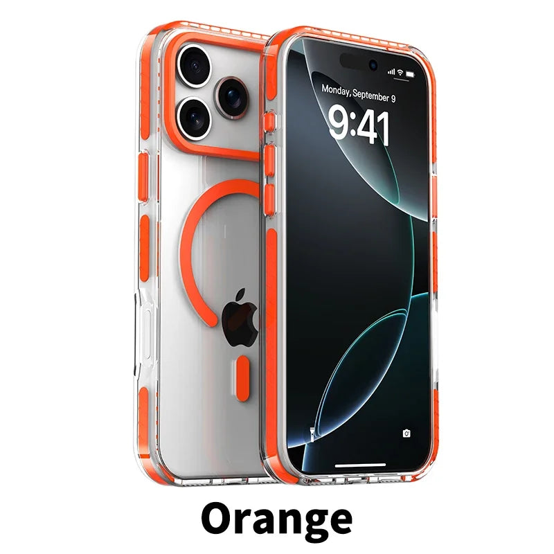 Luxury Magnetic Colorful Border Case for iPhone 17 Air 16 Pro Max 15 14 Plus 13 12 For Magsafe Wireless Charge Shockproof Cover