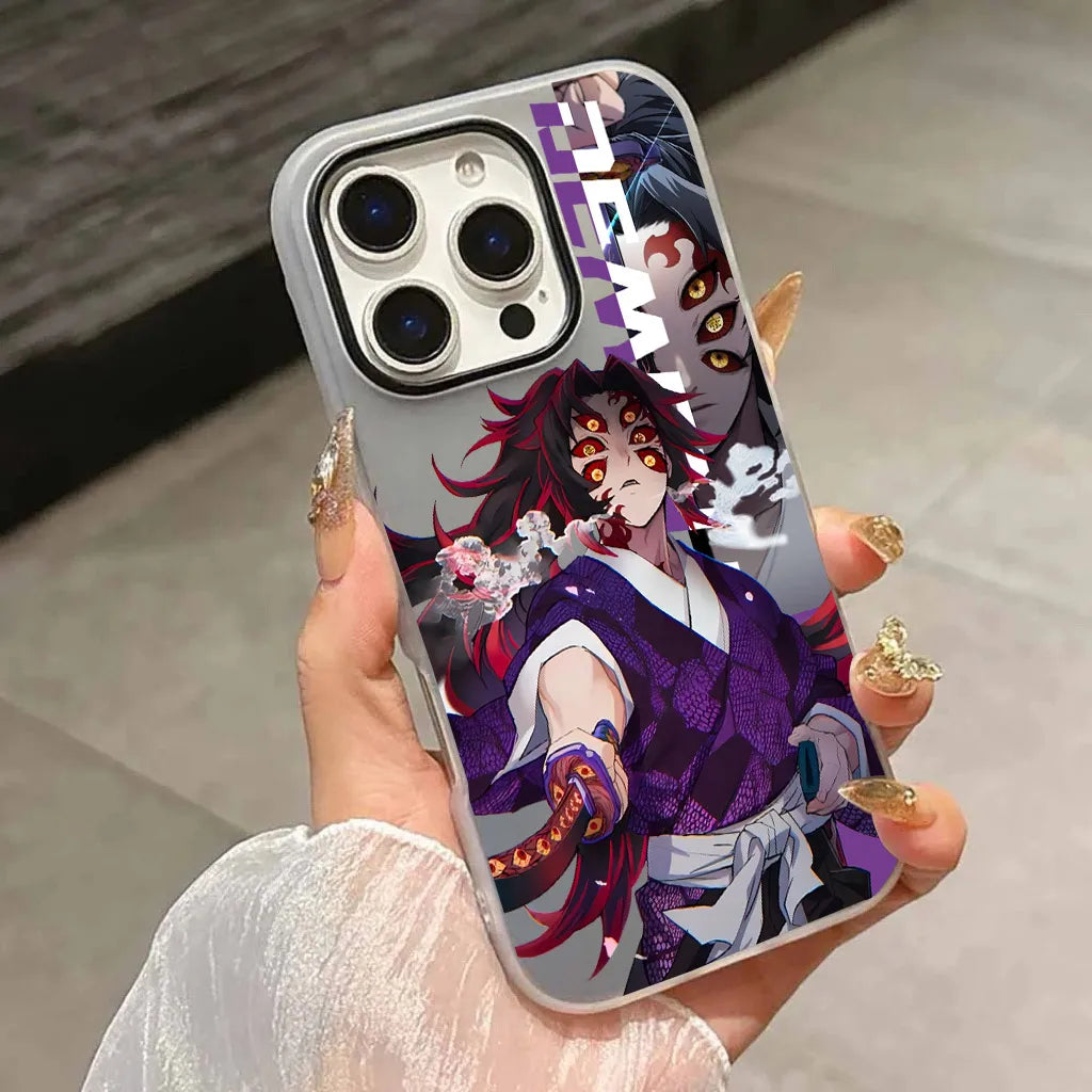 Japan Anime Demon Slayer Silicone Matte Candy Color 2 in 1 Phone Case for iPhone 17 Air 16e 16 15 14 13 Plus 12 11 Pro X XR Max