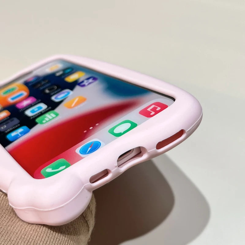 Fun 3D Pink Saliva Pig Nose Invisible Bracket Case For iPhone 13 14 15 16 17 Pro Max Cute Creative Holder Stand Shockproof Cover