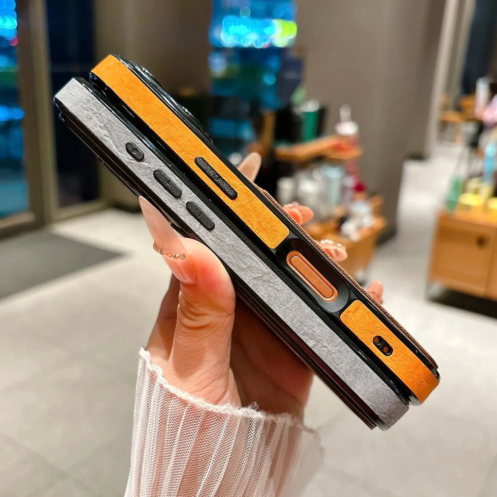 Business Leather Card Slot Holder Wallet Phone Case For iPhone 17 16 15 14 13 Pro Max Plus Solid Color Large Window Matte Cover