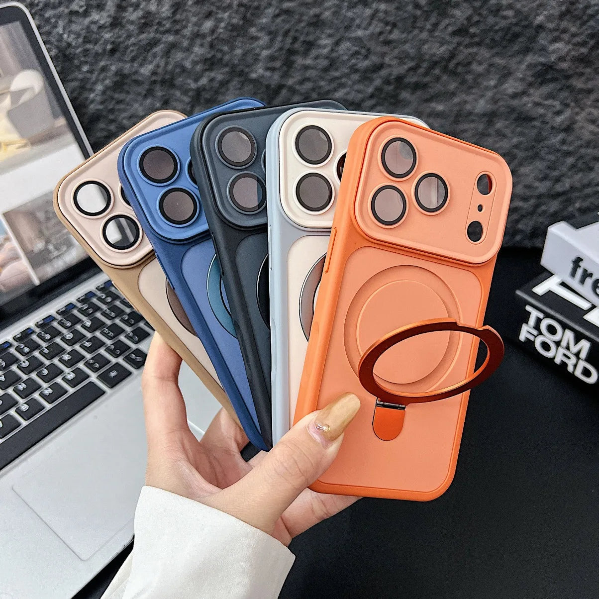 Magnetic Bracket for iPhone 17 Pro Max 16e 16 15 14 Plus 13 12 11 Phone Case with Lens Film Camera Protection For MagSafe Cover