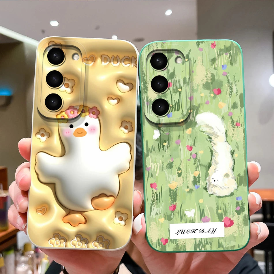 Case For Samsung S23 FE Plus Ultra Black Cat Phone Covers For Galaxy S 23 S23FE S23+ S23Ultra Soft Liqiud Silicone Back Shell