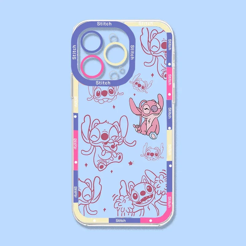 Disney Super Cute Stitch Cover For Iphone 17 16 Pro Max 17 Air 15 14 12 13 11 Pro Max 13 Mini 16e 15 Plus Clear INS Phone Case