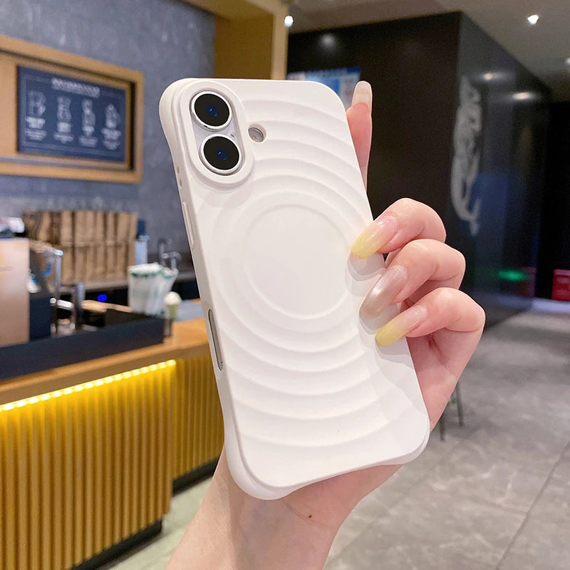 Water Ripple Silicone Phone Case For iPhone 17 16 15 14 13 Pro Max 16E 17E For Magsafe Wireless Charge Magnetic Soft Phone Cover