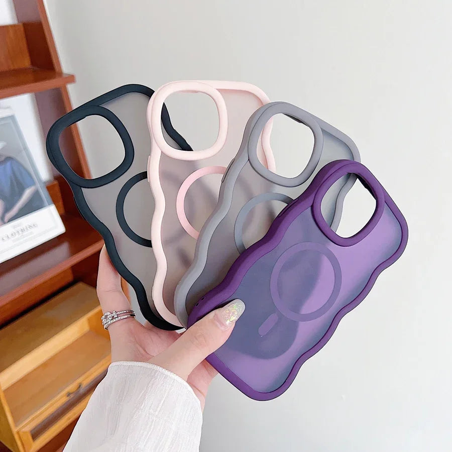 CHAOYIDIAN Wave Pattern Magnetic Case for iPhone 16/15/14/13/12 Pro Max, Wireless Charging Shockproof Hard Cover