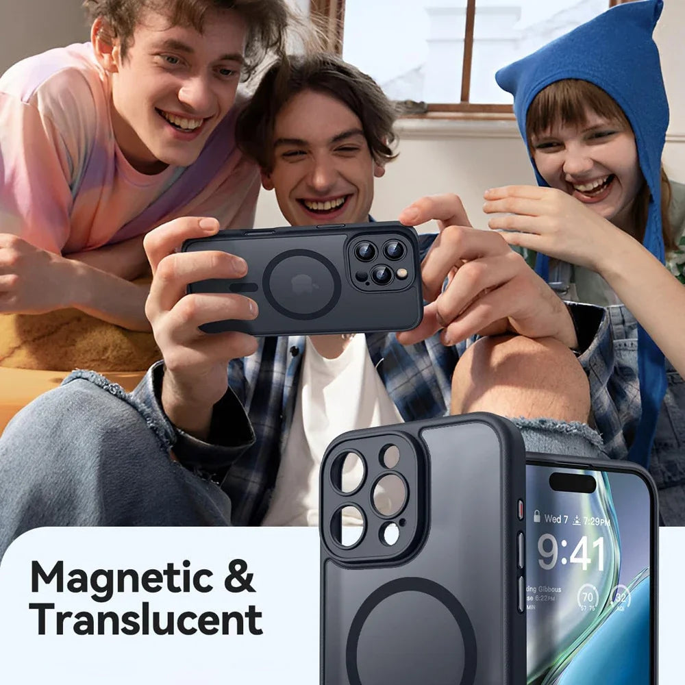 Luxury Matte Translucent Shockproof Magnetic Case For Magsafe For iPhone 17 16 15 14 Plus 13 12 11 Pro Max 17Air 16e  Cover