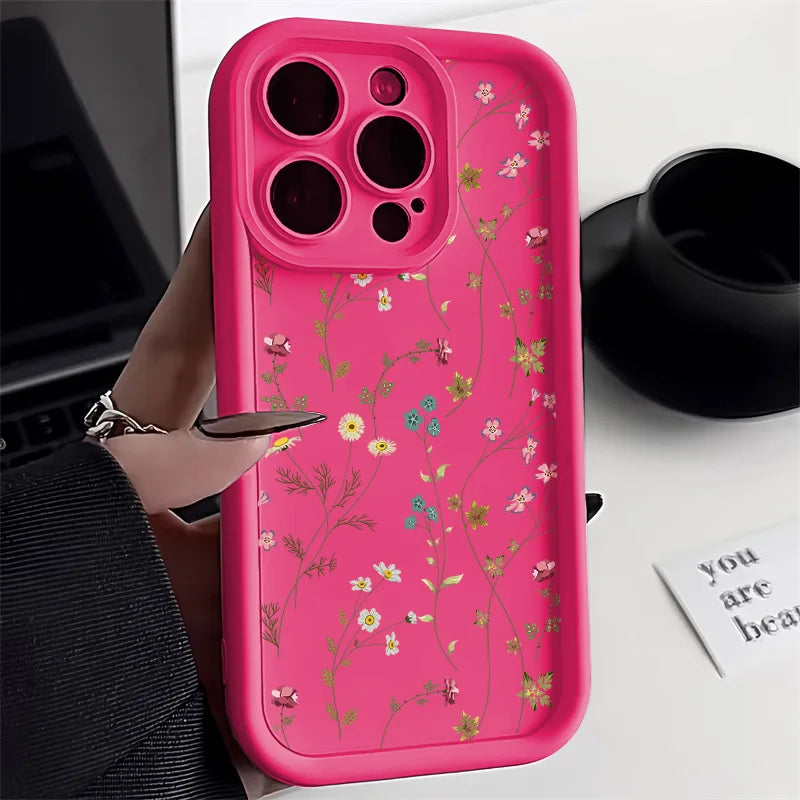 Soft TPU Flower Painted Phone Case For iPhone 17 16 Pro Max 11 13 15 14 12 Air 16E 17promax 16promax Shockproof Funda Covers