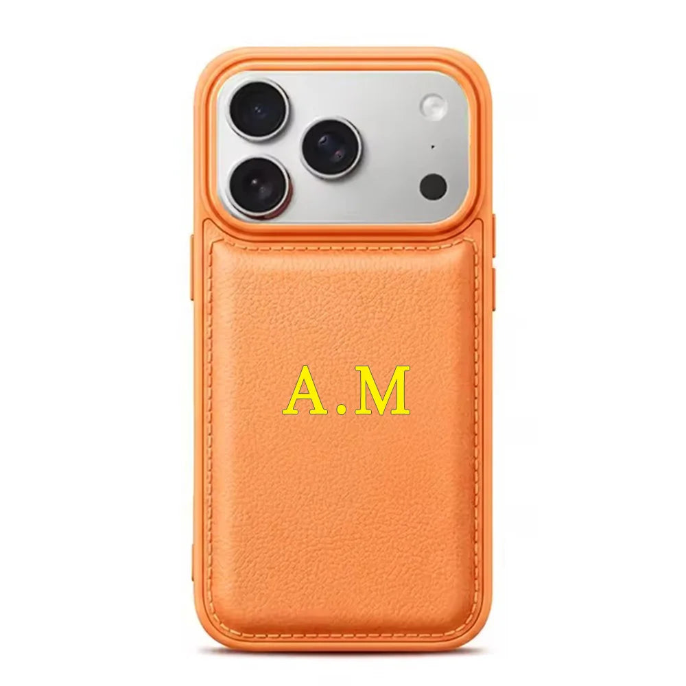 Custom Name Phone Case For iPhone 17 16 15 14 13 Pro Max 7 8 Plus 17Air X XS XR SE 16E Faux Leather Cover Couple Gift