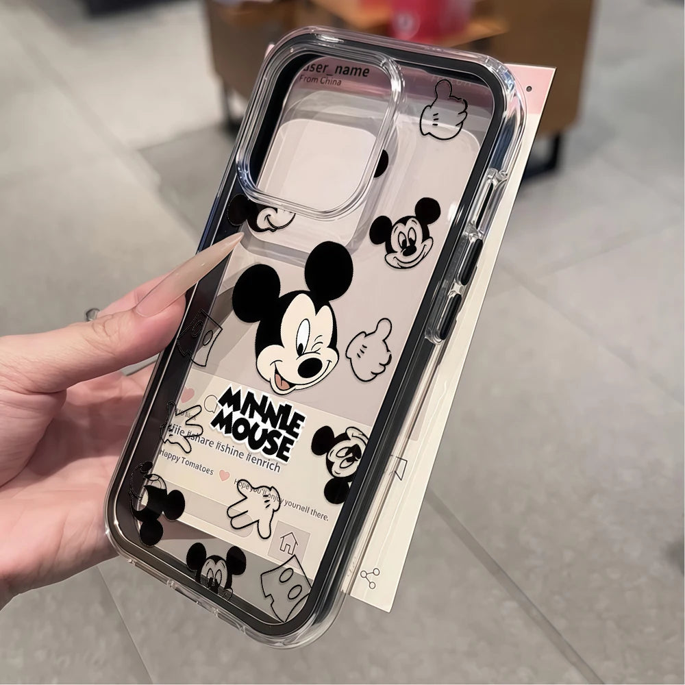 Cute Mickey Minnie Mouse Cartoon Phone Case For iPhone 17 16 15 14 13 12 11 Pro Max 17Air X XR 15 14 Plus 16 17 Protective Cover