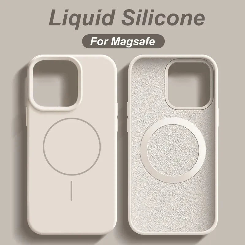 Luxury Original Liquid Silicone For Magsafe Case For iPhone 16 Plus 15 14 13 12 Pro Max Magnetic Wireless Charging Soft Cover