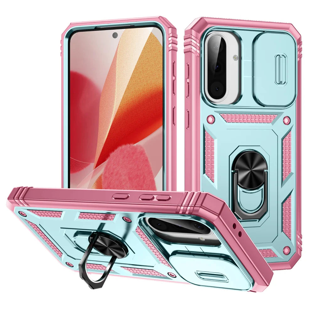 360 Ring Holder Kickstand Slide Camera Protection Phone Case For Samsung Galaxy A56 A55 A54 A53 A36 A35 A26 A25 A17 A16 A15 A06