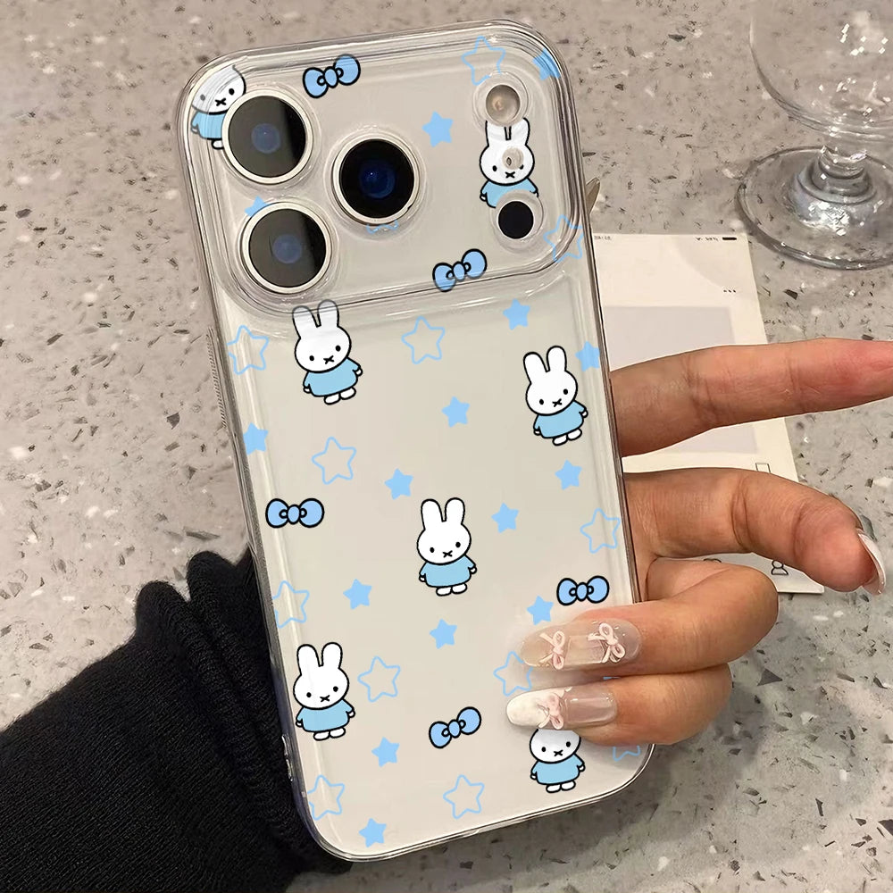 Cartoon Rabbit M-Miffies Phone Case for iPhone 17 17e Air 16 16e 15 14 Plus 13 12 11 Pro Max X Xs XR 8 TPU Transparent Cover