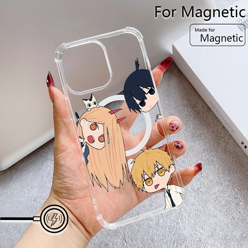 C-Chainsaw-ManS MAKIMA Magnetic Phone Case for iPhone 17 16e 16 15 14 13 12 11 Air Plus Mini Pro Max X XR XSMax Clear Anti Fall