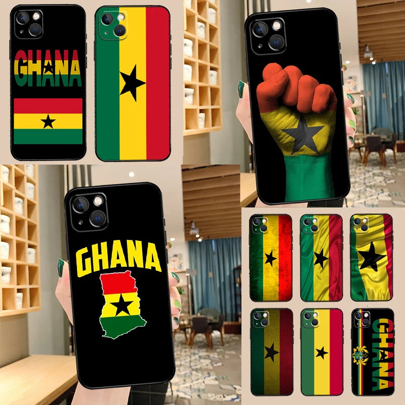 Ghana Flag Banner National Phone Case For iPhone 17 Pro Max 16 15 14 11 12 13 Pro Max mini 15 16 Plus 16e 17 Air Cover