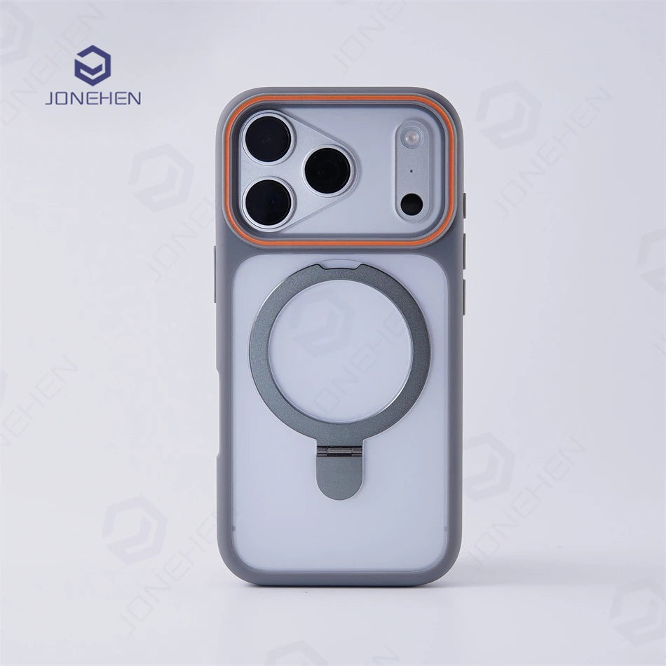 Matte Translucent Magnetic Ring Bracket Bumper Case For iPhone 17 Pro Max 16 15 14 13 12 Shockproof Stand Cover For Magsafe